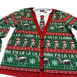 Christmas ugly‎ shirt Briefly Stated long sleeve lama men’s size medium